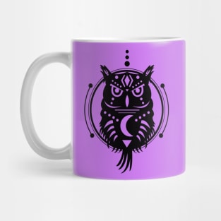 Owl Geometric Tribal Black Mug